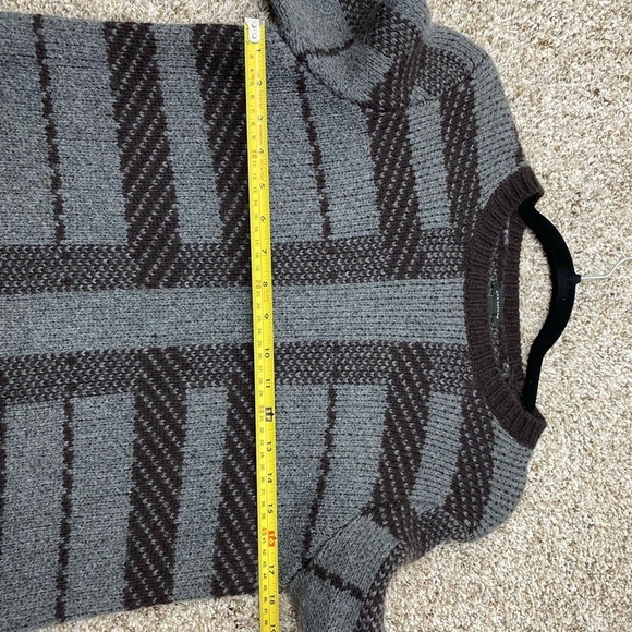 Alpaca Wool Rabbit Hair Plaid Brown Thick Warm Ann Taylor Crewneck Sweater Small - Picture 5 of 10